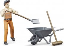 Bruder gemeentewerker met accessoires bruin 4-delig