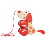 houten trekdier hond 23,5 cm rood