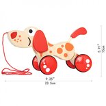 houten trekdier hond 23,5 cm rood