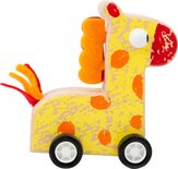 houten duwfiguur giraffe blank/geel 11 x 4,5 cm