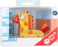 houten duwfiguur giraffe blank/geel 11 x 4,5 cm