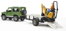 Bruder Landrover met aanhanger, JCB graafmachine en BWorld speelfiguur